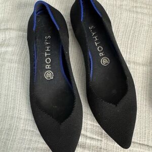 Two pair Rothy's Black Pointed-Toe Flats Sleek Minimalist Design